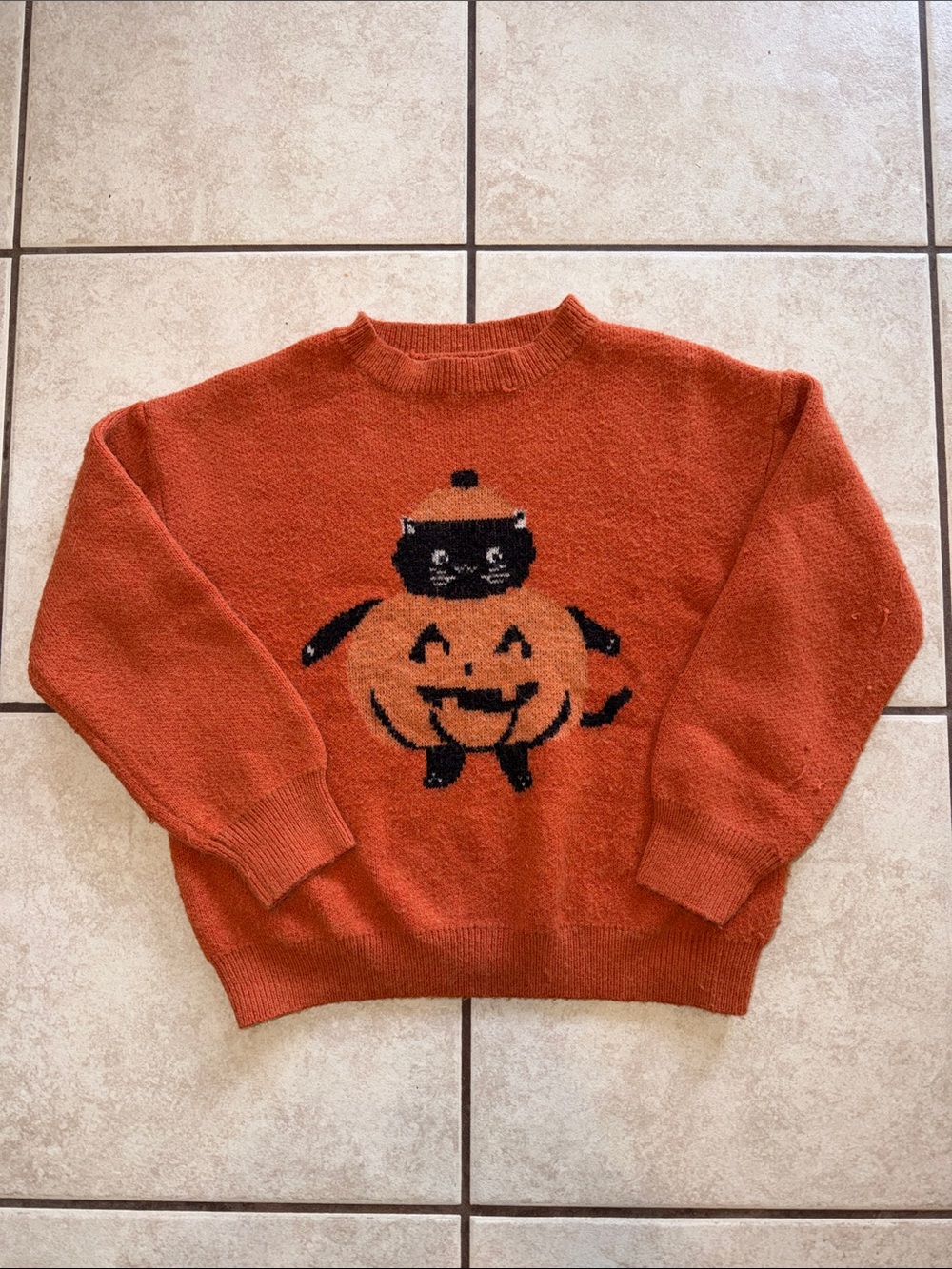 Cute Spooky Black Cat Pumpkin Sweater XL Cottagecore Halloween